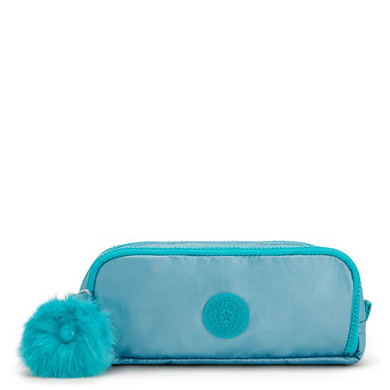 Kipling Gitroy Metallic Pencil Case Bags Natural Aqua Metallic | AU 2120PJ